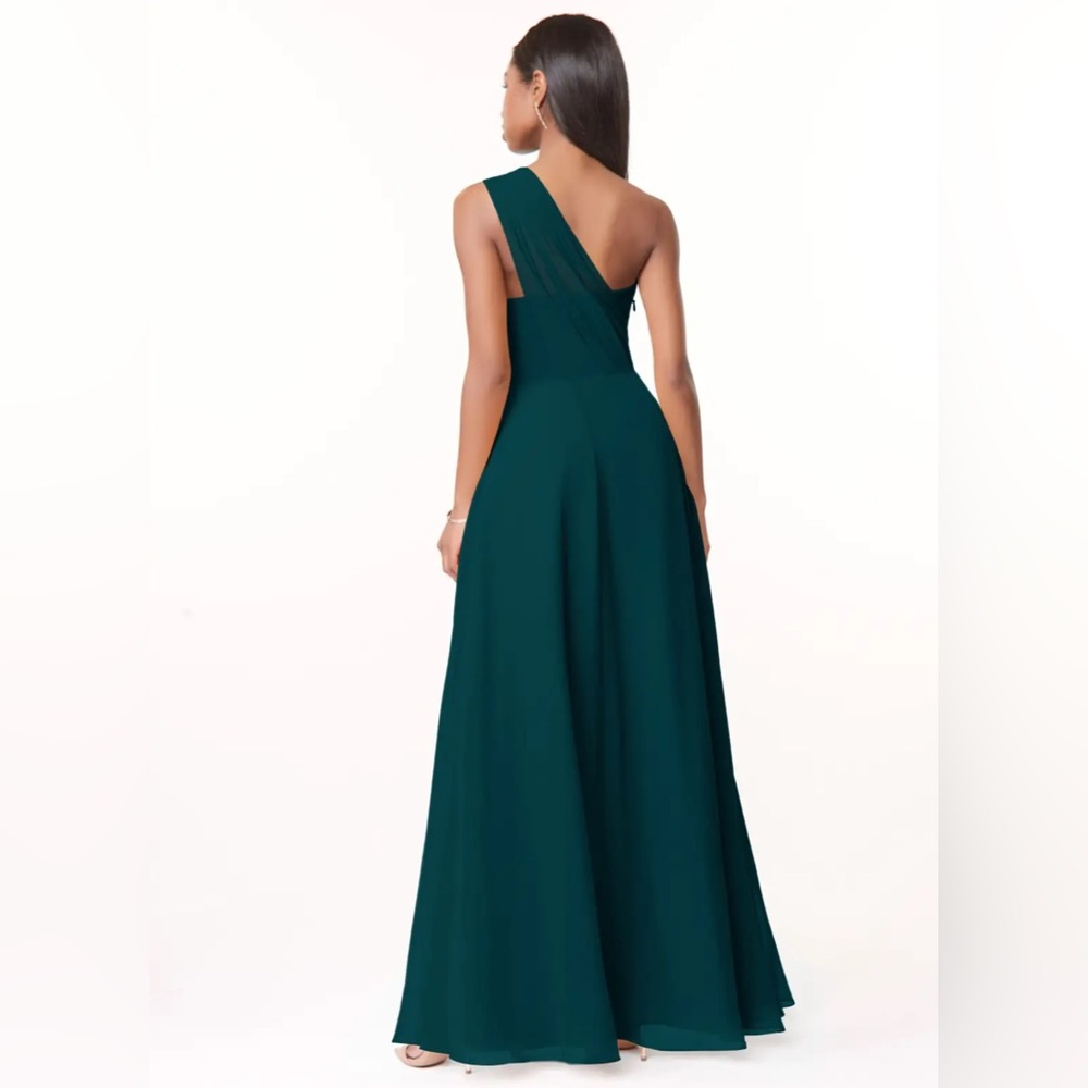 🌸 Pine, Azazie One-Shoulder Dress, Size 10 - Picture 4 of 11